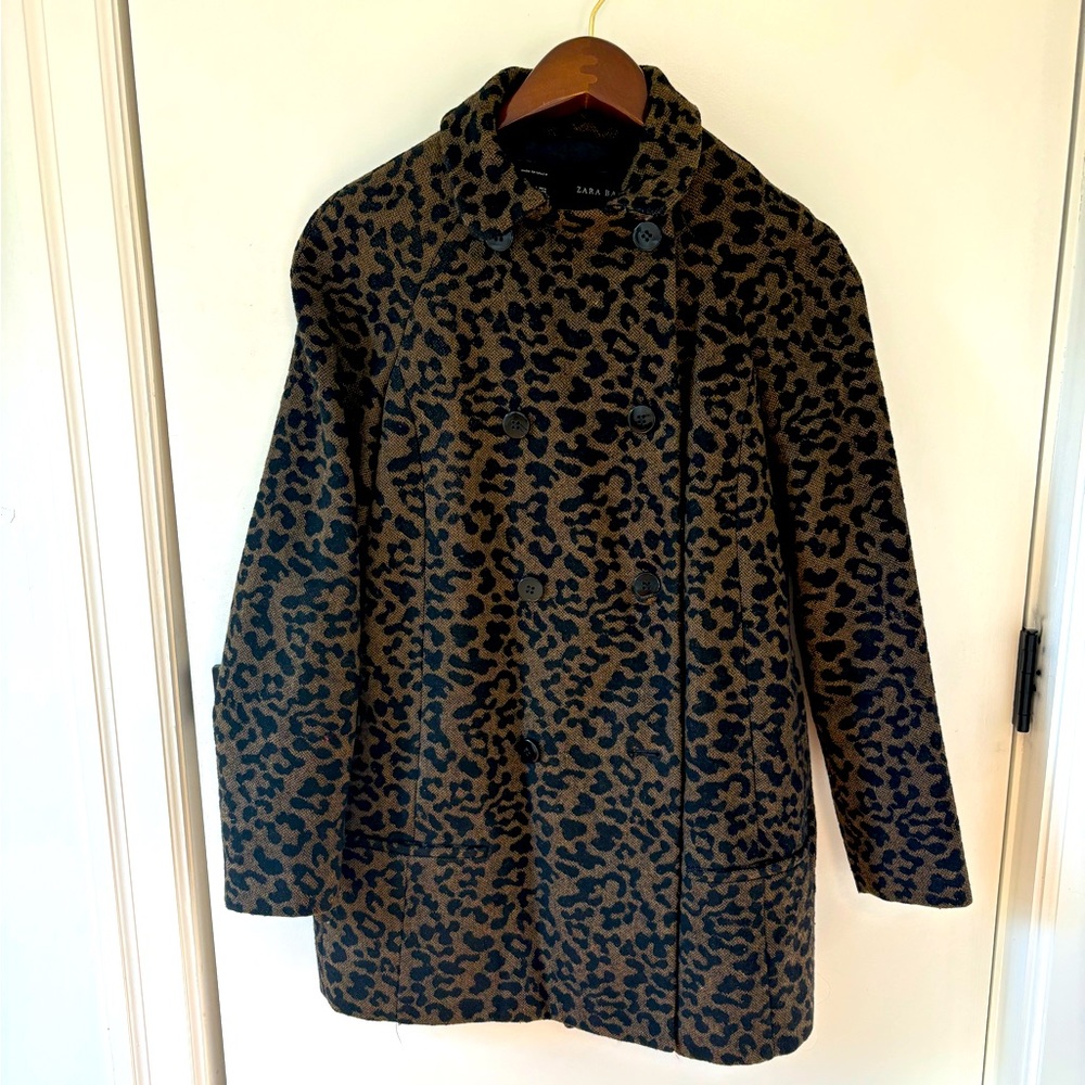 Leopard Print Wool Zara Coat